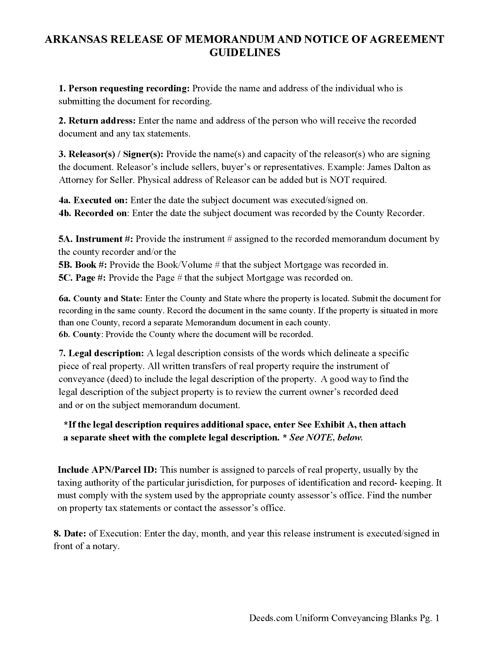 White County Full Release of Memorandum and Notice of Agreement Guide