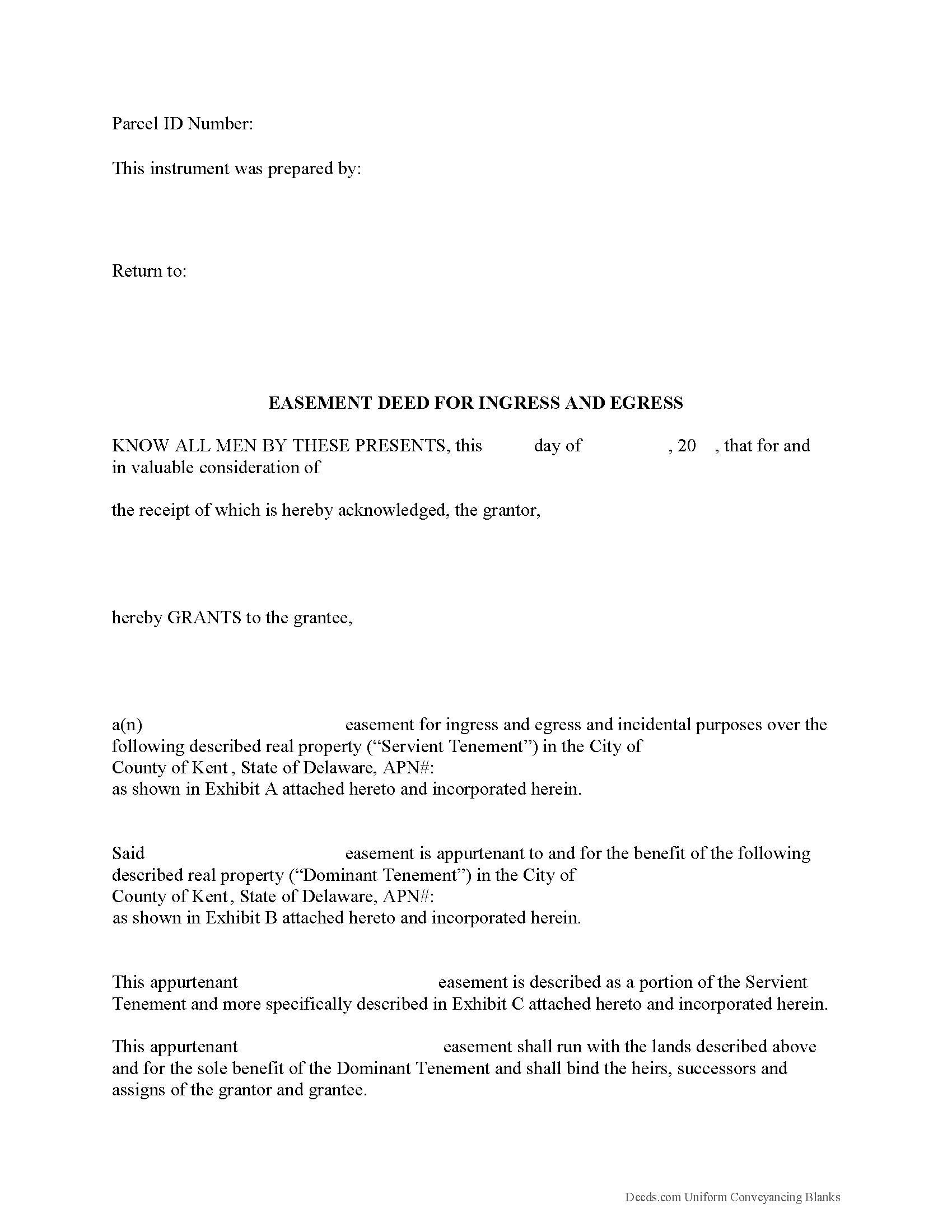 Kent County Easement Deed Form