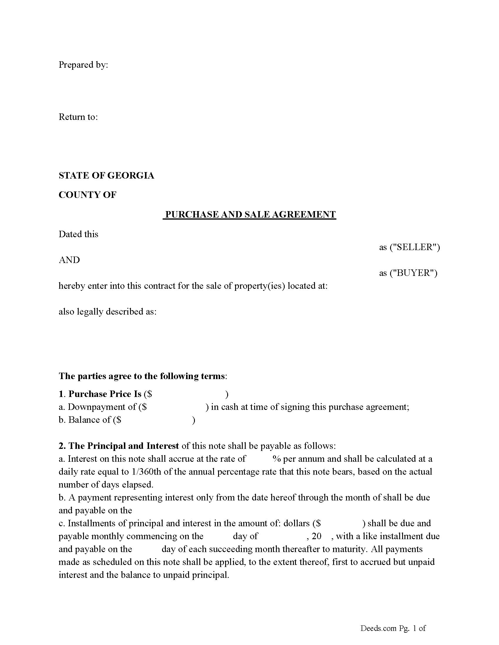 Georgia Purchase and Sale Agreement Image