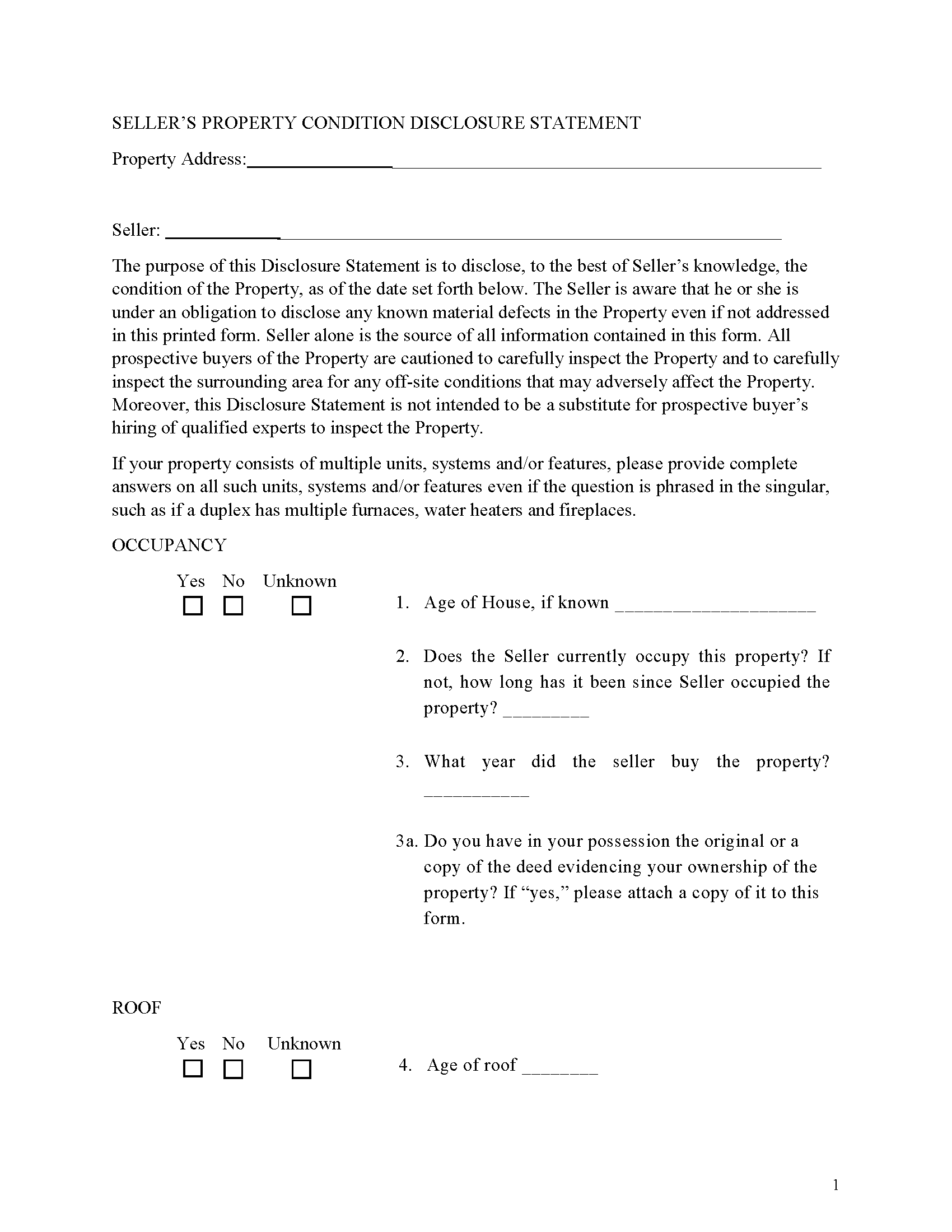 Haralson County Sellers Disclosure Form