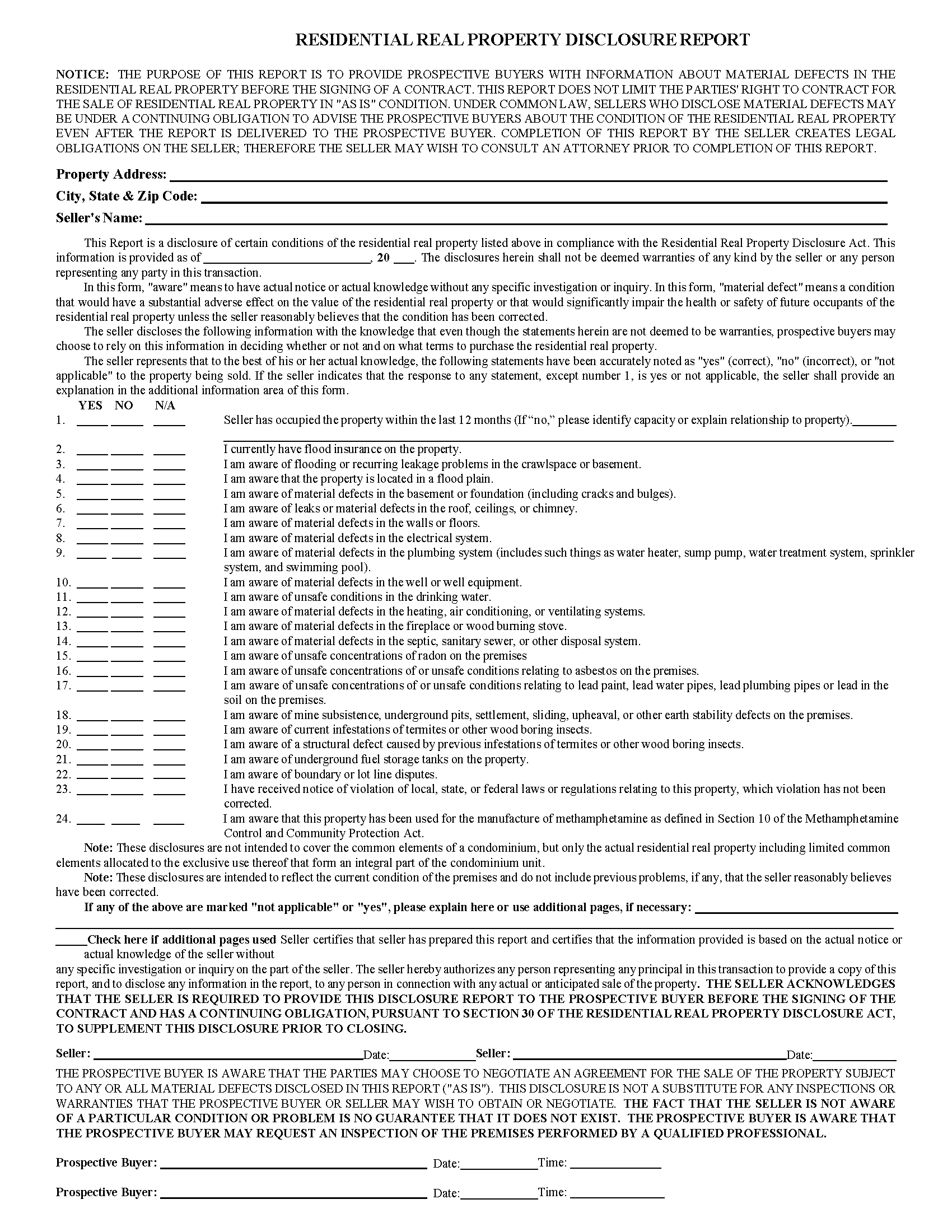Clark County Real Property Disclosure Form