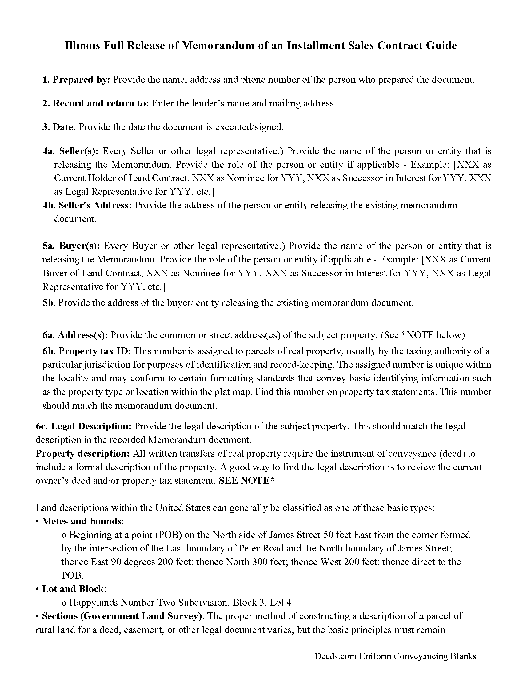 Coles County Full Release of Memorandum of an Installment Sales Contract Guide