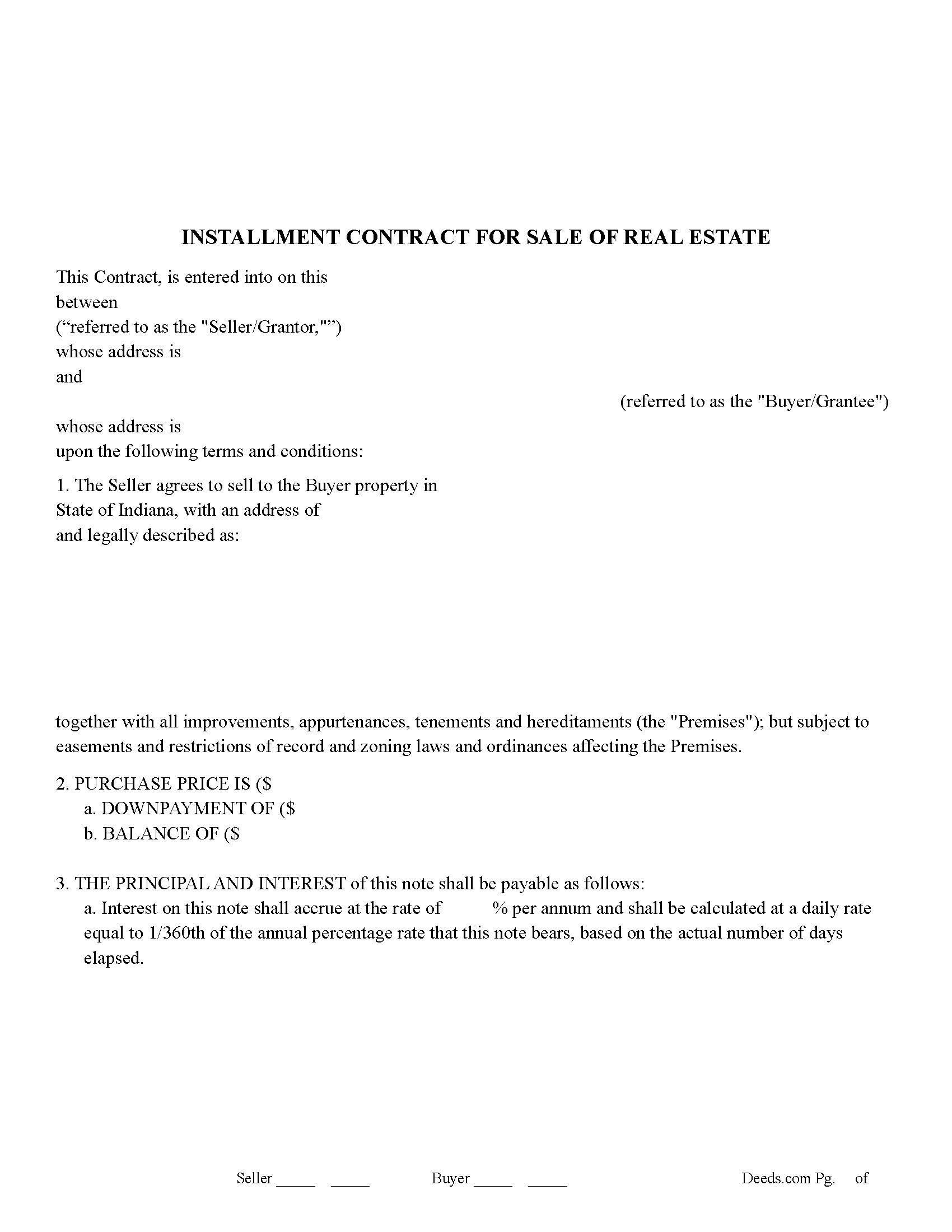 Indiana Full Release of Memorandum of Contract Image