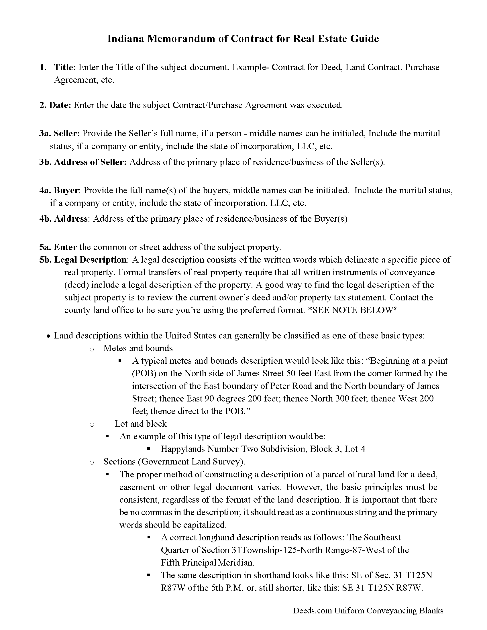 Marshall County Memorandum of Contract Guide