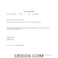 Baltimore City Quit Claim Deed Form